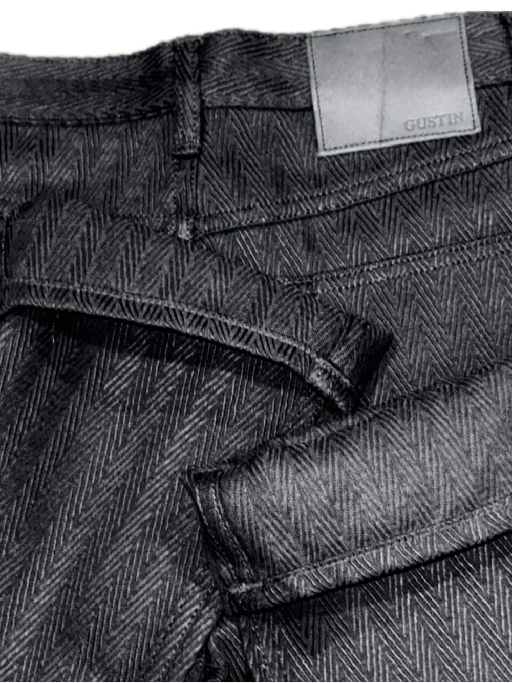 GUSTIN *NWOT*‎ Black Selvedge Heavyweight Herringbone Straight Leg Denim | 32x35
